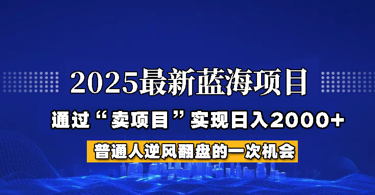 2025年蓝海项目，如何通过“网创项目”日入2000+_久创网