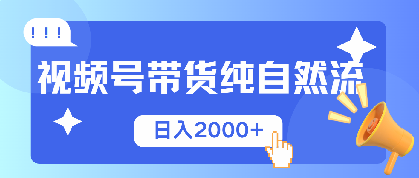 视频号带货，纯自然流，起号简单，爆率高轻松日入2000+_久创网