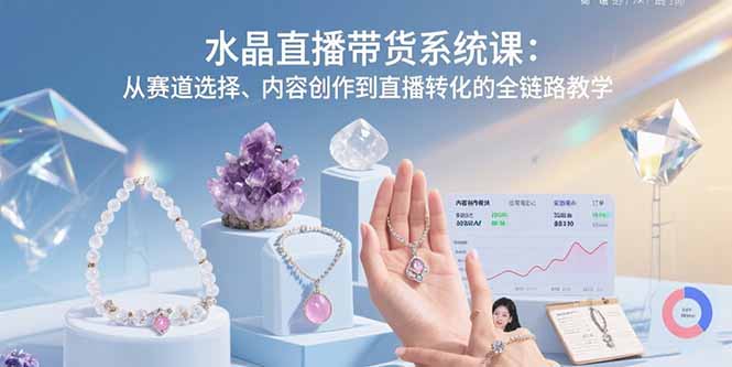 水晶直播带货系统课：从赛道选择、内容创作到直播转化的全链路教学_久创网