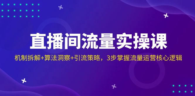 直播间流量实操课：机制拆解+算法洞察+引流策略，3步掌握流量运营核心逻辑_久创网