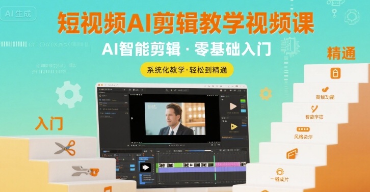 短视频AI剪辑教学视频课，入门到精通_久创网