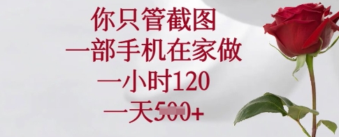 你只管截图，一部手机在家做，一小时120.一天5张【揭秘】_久创网