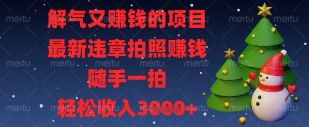 解气又挣钱的项目，最新违章拍照挣钱，随手一拍，轻松收入数张【揭秘】_久创网