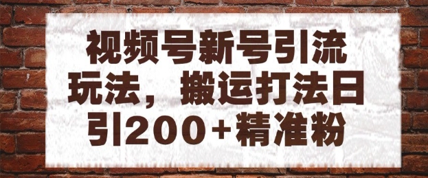 视频号新号引流玩法，搬运打法日引200+精准粉，可矩阵放大【揭秘】_久创网