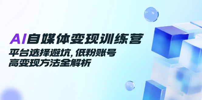 AI自媒体变现训练营，平台选择避坑，低粉账号高变现方法全解析_久创网