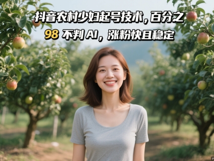 抖音农村少妇起号技术，百分之98不判AI，涨粉快且稳定_久创网