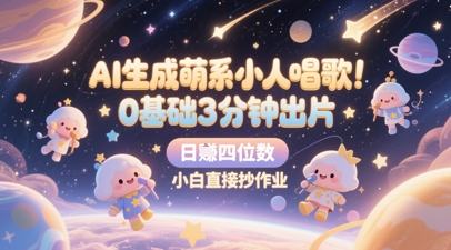 AI生成萌系小人唱歌，0基础3分钟出片，28个作品涨粉8.9W，单条最高19W赞，日入四位数，小白直接抄作业_久创网
