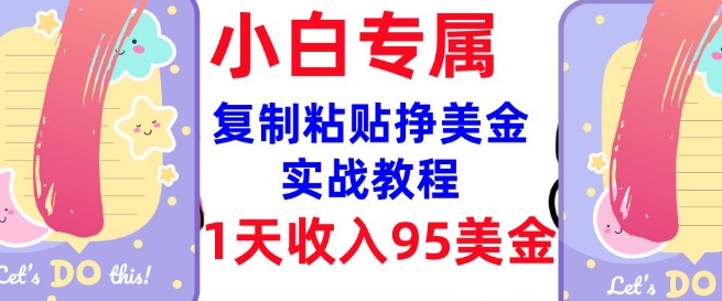 复制粘贴挣美金，0门槛，1天收入95美刀，3分钟学会，内部教程(首次公开)_久创网