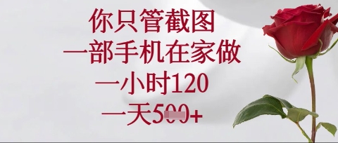 你只管截图，一部手机在家操作，一小时120.一天5张【揭秘】_久创网