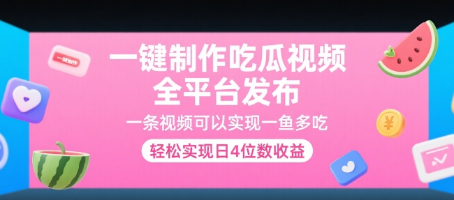 一键制作吃瓜视频，全平台发布，一条视频可以实现一鱼多吃，轻松实现日4位数收益【揭秘】_久创网