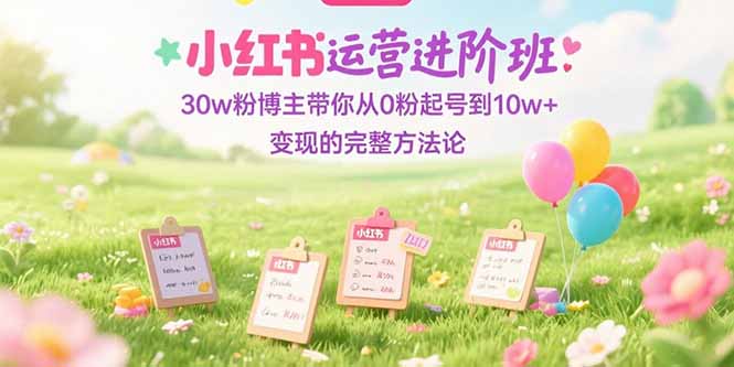 小红书运营进阶班：30w粉博主带你从0粉起号到10w+变现的完整方法论_久创网