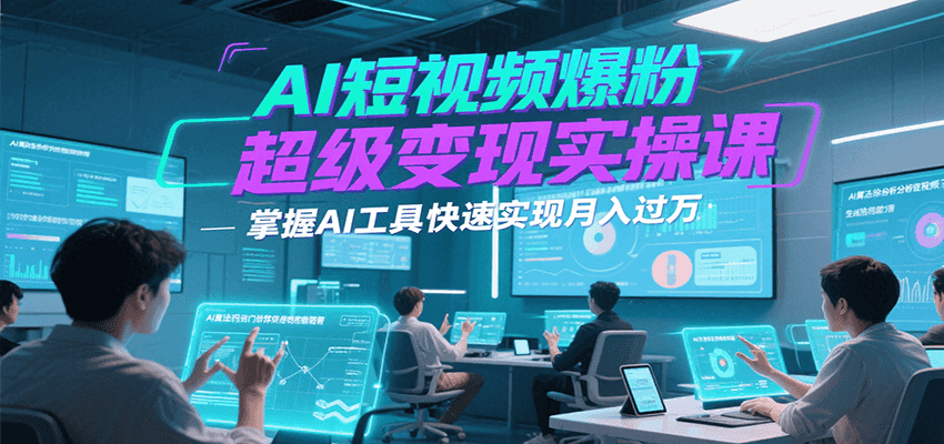 AI短视频爆粉超级变现实操课，掌握AI工具快速实现月入过万_久创网