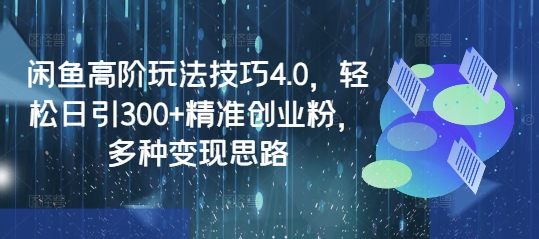 闲鱼高阶玩法技巧4.0，轻松日引300+精准创业粉，多种变现思路_久创网