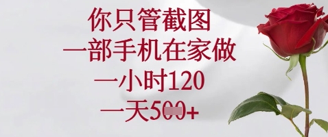 你只管截图，一部手机在家做，苹果安卓都可以，一小时120，一天5张+【揭秘】_久创网