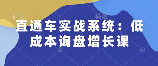 直通车实战系统：低成本询盘增长课，让个人通过技能实现升职加薪，让企业低成本获客，订单源源不断_久创网