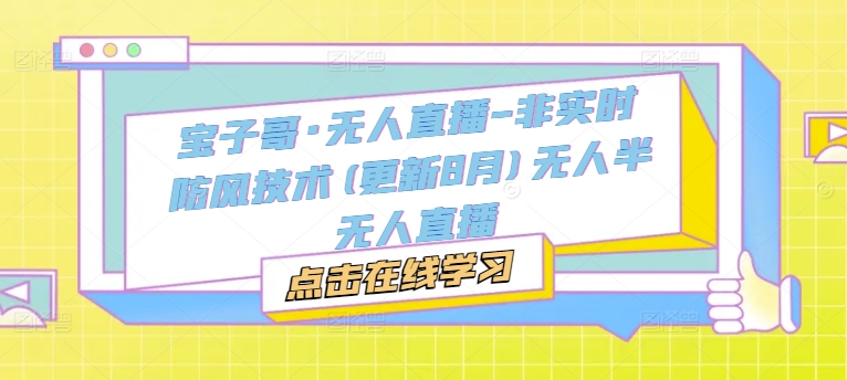 宝子哥·无人直播-非实时防风技术(更新25年6月)无人半无人直播_久创网
