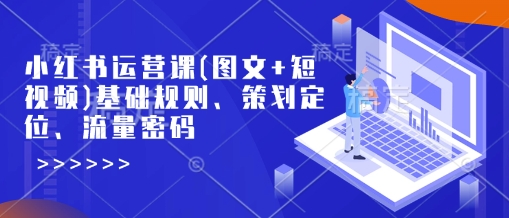 小红书运营课(图文+短视频)基础规则、策划定位、流量密码_久创网