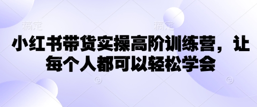 小红书带货实操高阶训练营，让每个人都可以轻松学会_久创网