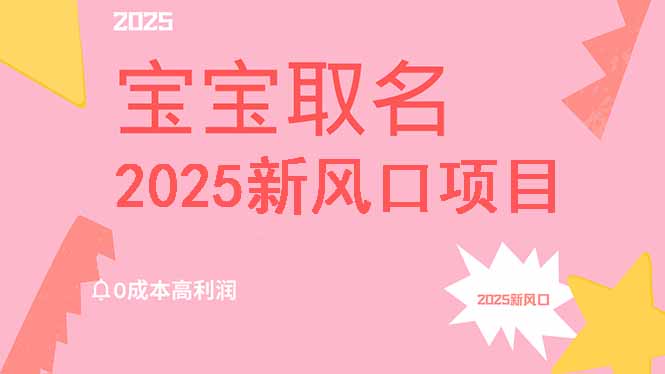 2025新风口项目宝宝取名，0成本高利润，附保姆级教程，月入过万不是梦_久创网