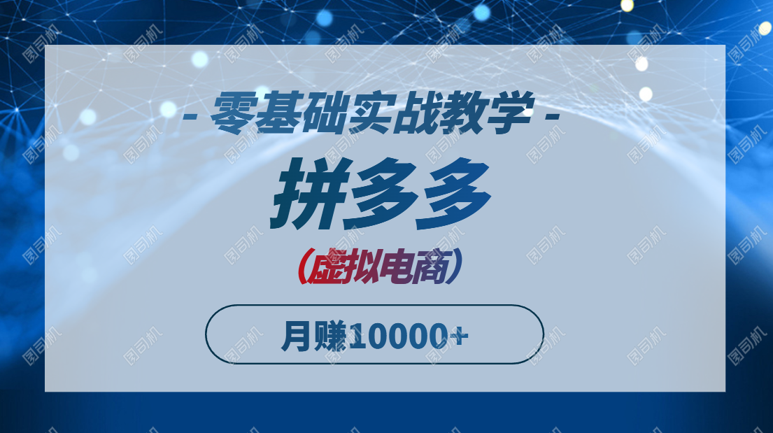 拼多多虚拟电商，零基础实战教学，快速打爆商品，新手也能月入10000+_久创网