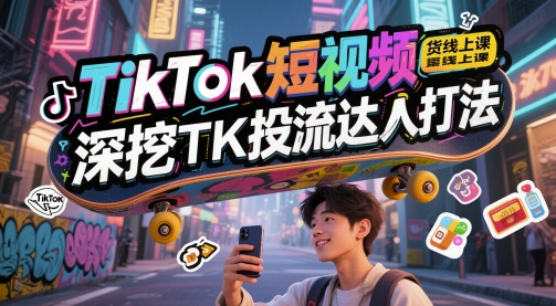 TikTok短视频带货线上课，深挖TK投流达人打法_久创网