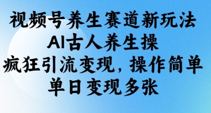 视频号养生赛道新玩法，AI古人养生操，疯狂引流变现，操作简单，单日变现多张_久创网