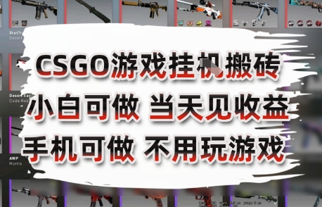 CSGO游戏挂G搬砖，小白纯手机即可操作，不用电脑打游戏，日入3张+，副业网创项目【揭秘】_久创网