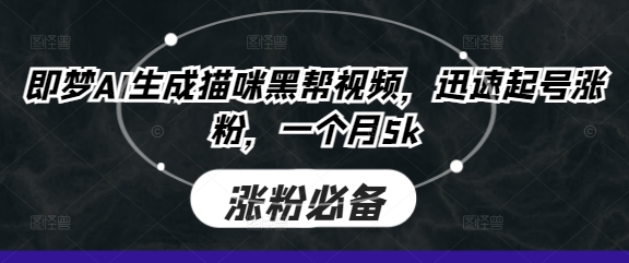 即梦AI生成猫咪黑帮视频，迅速起号涨粉，一个月5k_久创网