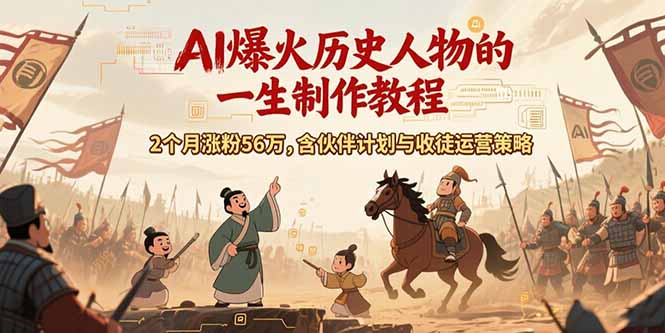 AI历史人物赛道课程，2个月涨粉56万，含伙伴计划与收徒运营策略_久创网