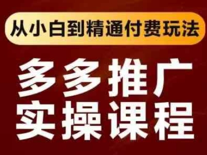 拼多多推广实操课程，从小白到精通付费玩法_久创网