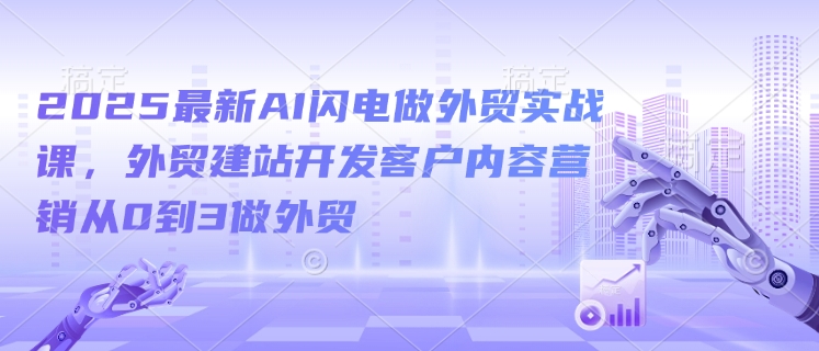 2025最新AI闪电做外贸实战课，外贸建站开发客户内容营销从0到3做外贸_久创网