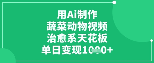 用Ai制作蔬菜动物视频，治愈系天花板，单日变现1k_久创网