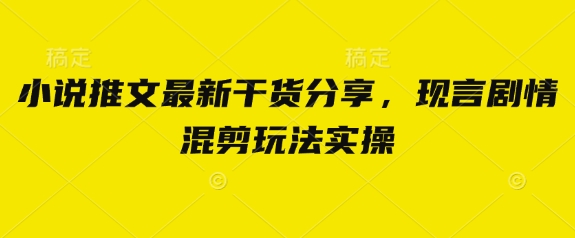 小说推文最新干货分享，现言剧情混剪玩法实操_久创网