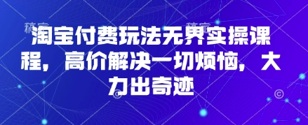 淘宝付费玩法无界实操课程，高价解决一切烦恼，大力出奇迹_久创网
