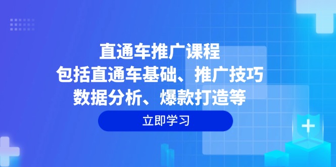 直通车推广课程：包括直通车基础、推广技巧、数据分析、爆款打造等_久创网