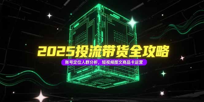 2025投流带货全攻略，账号定位人群分析，短视频图文商品卡运营_久创网