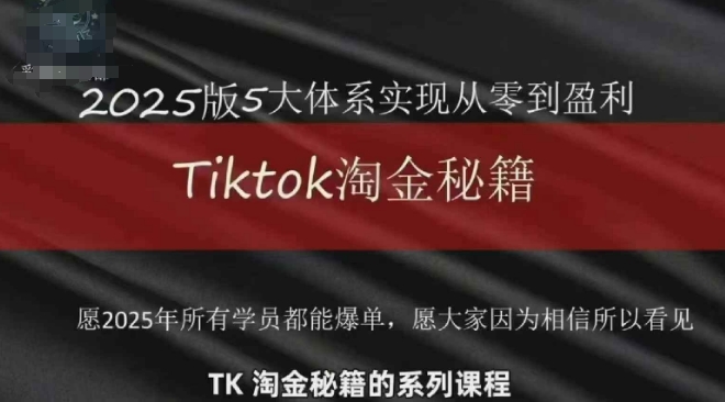 TikTok跨境2025淘金秘籍，​2025TikTok从0到盈利变现_久创网