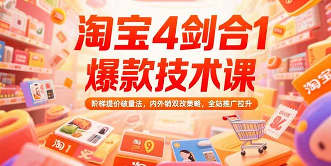 淘宝4剑合1爆款技术课73期：阶梯提价破量法，内外销双改策略 全站推广拉升_久创网