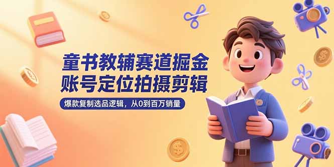 童书教辅赛道掘金，账号定位拍摄剪辑，爆款复制选品逻辑，从0到百万销量_久创网