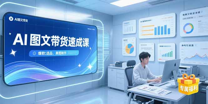 AI图文带货速成课，养号引流秘籍，爆款选品策略，美图制作全流程_久创网