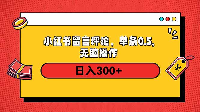 小红书评论单条0.5元，日入300＋，无上限，详细操作流程_久创网