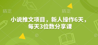 小说推文项目，新人操作6天，每天3位数分享课_久创网