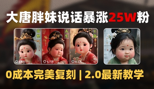 AI大唐胖贵妃说话2.0，40条视频暴涨40w粉，附独家变现攻略_久创网