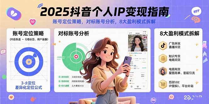2025抖音个人IP变现指南，账号定位策略，对标账号分析，8大盈利模式拆解_久创网