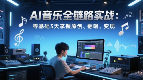 AI音乐全链路实战变现课：零基础3天掌握原创、翻唱、变现_久创网