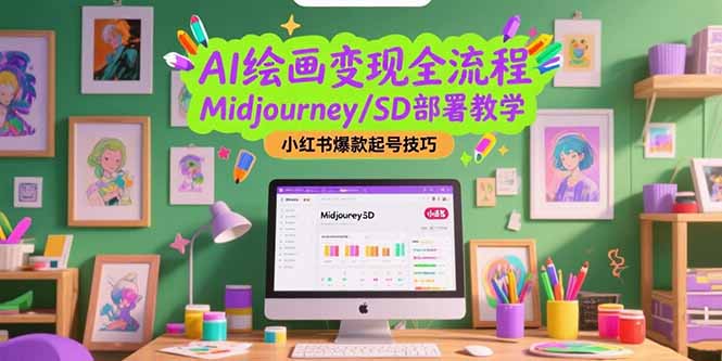 AI绘画变现全流程，Midjourney/SD部署教学，小红书爆款起号技巧_久创网