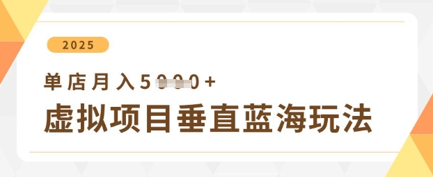 虚拟项目垂直玩法，实现单店月入5k+_久创网