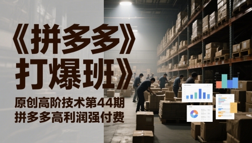 《拼多多打爆班》原创高阶技术第44期，拼多多高利润强付费_久创网