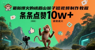 最新爆火的峨眉山猴子短视频制作教程，条条点赞10w+，谁做谁火【教程+提示词】_久创网