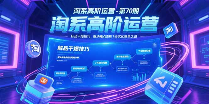 淘系高阶运营-第70期，标品干爆技巧，解决难点策略，大佬操盘方法_久创网
